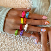 Lip Shaped Pastel Rings - Colourful Midi Knuckle Rings for Women Girls Wicked Tender