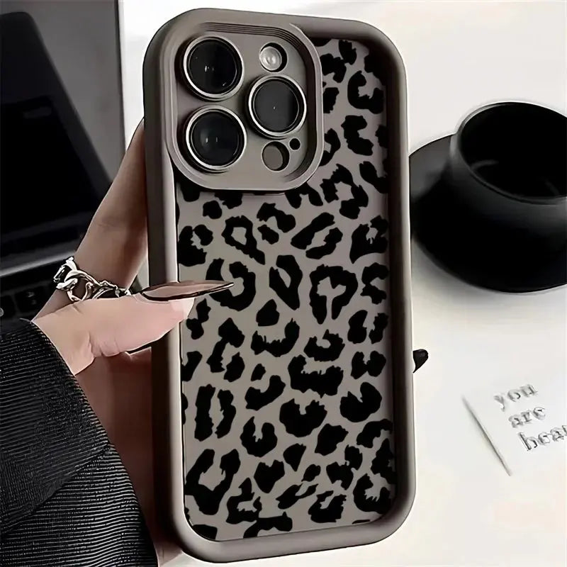 Black Leopard Print Phone Case  Chic Design for iPhone 15-16  Wicked  Tender