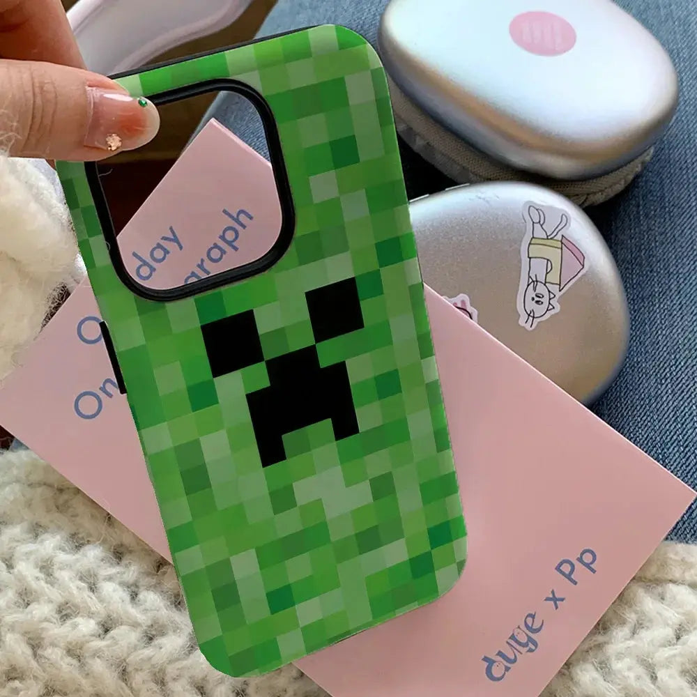 Green Monster Phone Case – Durable, Pixel-Inspired Creeper Gamer Phone Case  Design for iPhone