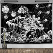 Large Psychedelic Cosmic Skeleton Wall Tapestry for Wall Decor - Wicked Tender