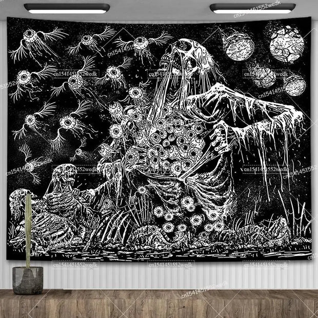 Large Psychedelic Cosmic Skeleton Wall Tapestry for Wall Decor - Wicked Tender