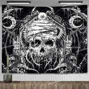 Large Psychedelic Cosmic Skeleton Wall Tapestry for Wall Decor - Wicked Tender