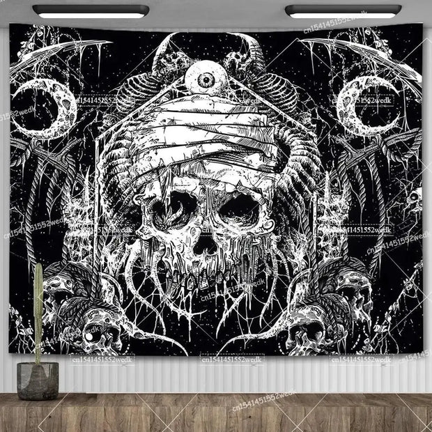 Large Psychedelic Cosmic Skeleton Wall Tapestry for Wall Decor - Wicked Tender
