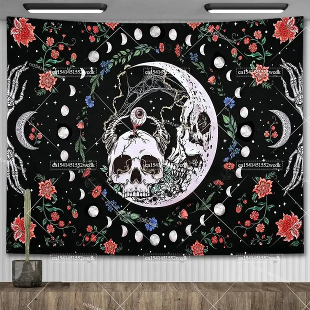 Large Psychedelic Cosmic Skeleton Wall Tapestry for Wall Decor - Wicked Tender