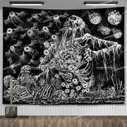 Large Psychedelic Cosmic Skeleton Wall Tapestry for Wall Decor - Wicked Tender