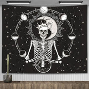 Large Psychedelic Cosmic Skeleton Wall Tapestry for Wall Decor - Wicked Tender