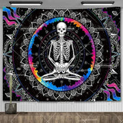 Large Psychedelic Cosmic Skeleton Wall Tapestry for Wall Decor - Wicked Tender