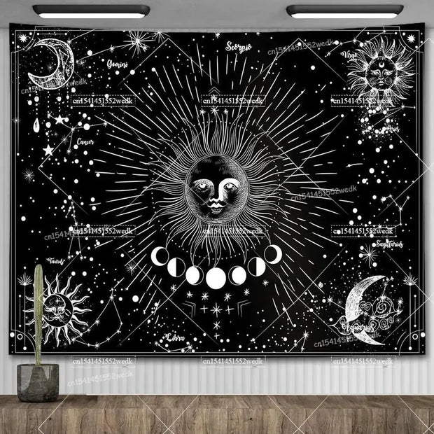 Large Psychedelic Cosmic Skeleton Wall Tapestry for Wall Decor - Wicked Tender