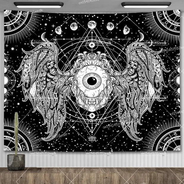 Large Psychedelic Cosmic Skeleton Wall Tapestry for Wall Decor - Wicked Tender