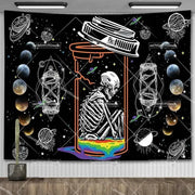 Large Psychedelic Cosmic Skeleton Wall Tapestry for Wall Decor - Wicked Tender