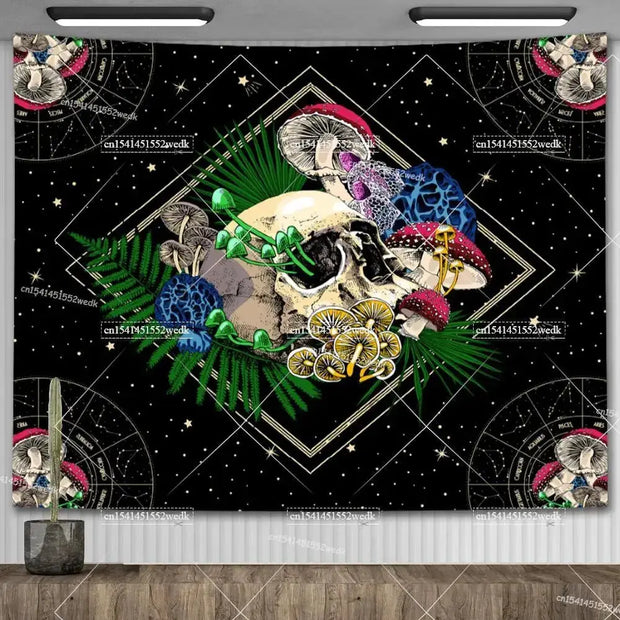 Large Psychedelic Cosmic Skeleton Wall Tapestry for Wall Decor - Wicked Tender