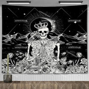 Large Psychedelic Cosmic Skeleton Wall Tapestry for Wall Decor - Wicked Tender