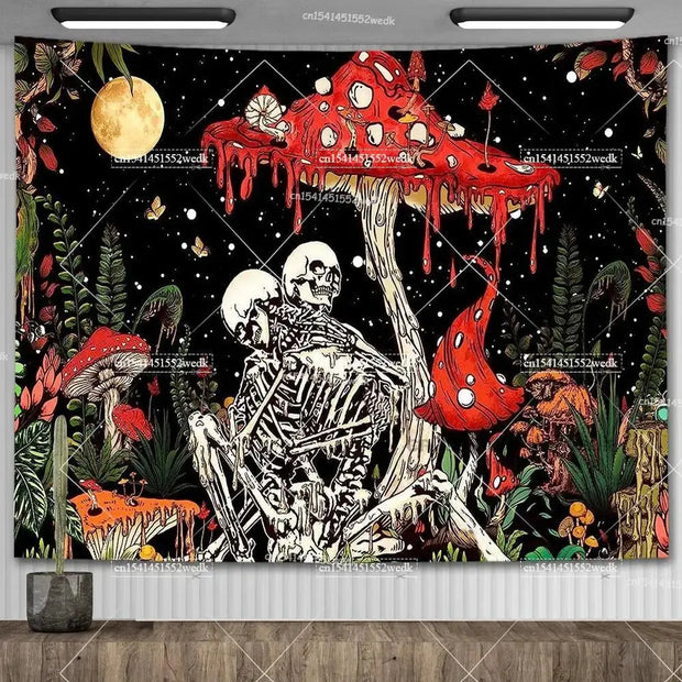 Large Psychedelic Cosmic Skeleton Wall Tapestry for Wall Decor - Wicked Tender