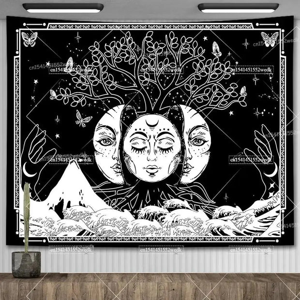 Large Psychedelic Cosmic Skeleton Wall Tapestry for Wall Decor - Wicked Tender