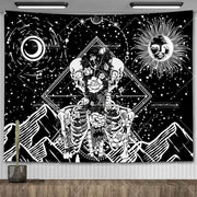 Large Psychedelic Cosmic Skeleton Wall Tapestry for Wall Decor - Wicked Tender