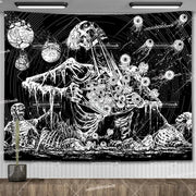 Large Psychedelic Cosmic Skeleton Wall Tapestry for Wall Decor - Wicked Tender
