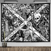 Large Psychedelic Cosmic Skeleton Wall Tapestry for Wall Decor - Wicked Tender