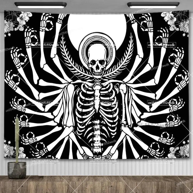 Large Psychedelic Cosmic Skeleton Wall Tapestry for Wall Decor - Wicked Tender