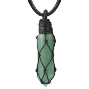 Natural Gemstone Rope Wrap Pendant Necklace -  Amethyst, Obsidian, Rose Quartz & More Wicked Tender