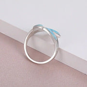 Olive Branch Larimar Gemstone Sterling Silver Ring - Platinum Plated Blue Topaz Ring Wicked Tender