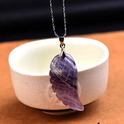 Purple Angel Wing Fluorite Pendant Necklace - Hand Polished Gemstone Necklace Wicked Tender