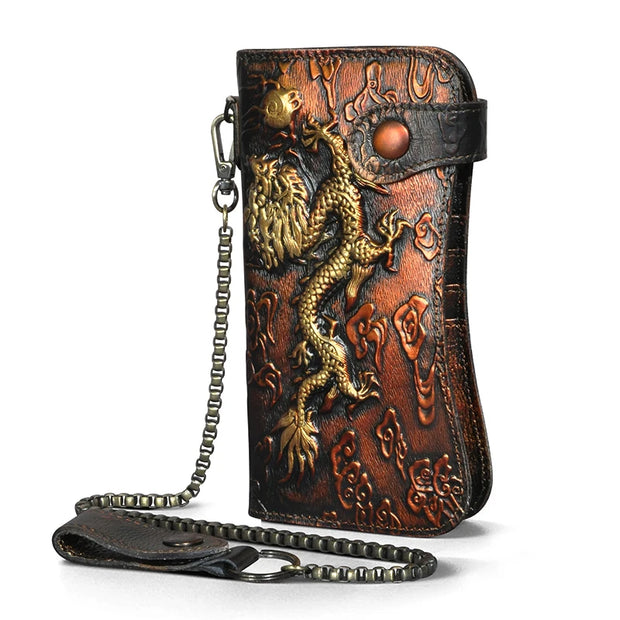 Dragon & Tiger Forge Wallet – Handcrafted Mythic Leather Wallet for Power & Balance
