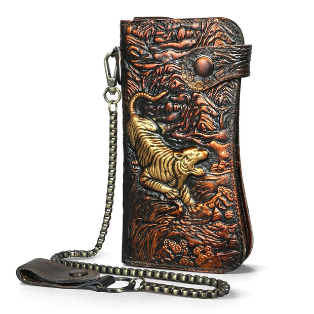 Dragon & Tiger Forge Wallet – Handcrafted Mythic Leather Wallet for Power & Balance