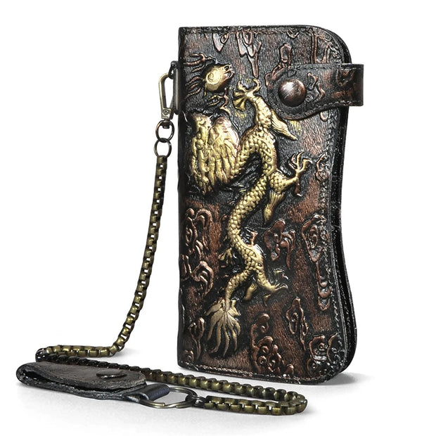 Dragon & Tiger Forge Wallet – Handcrafted Mythic Leather Wallet for Power & Balance