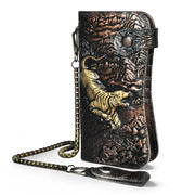 Dragon & Tiger Forge Wallet – Handcrafted Mythic Leather Wallet for Power & Balance