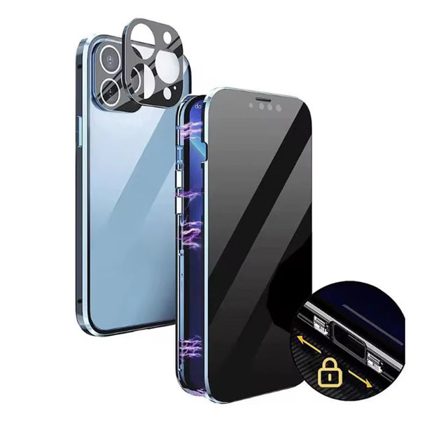 360° Full Protection Metal Magnetic Double-Sided Glass Case Orange / For iPhone 17 Pro Max