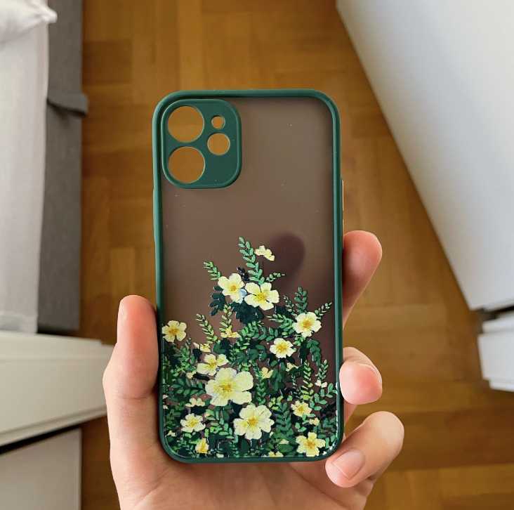 Beautiful Sage Green Wild Flower Phone Case Clear Flower Phone