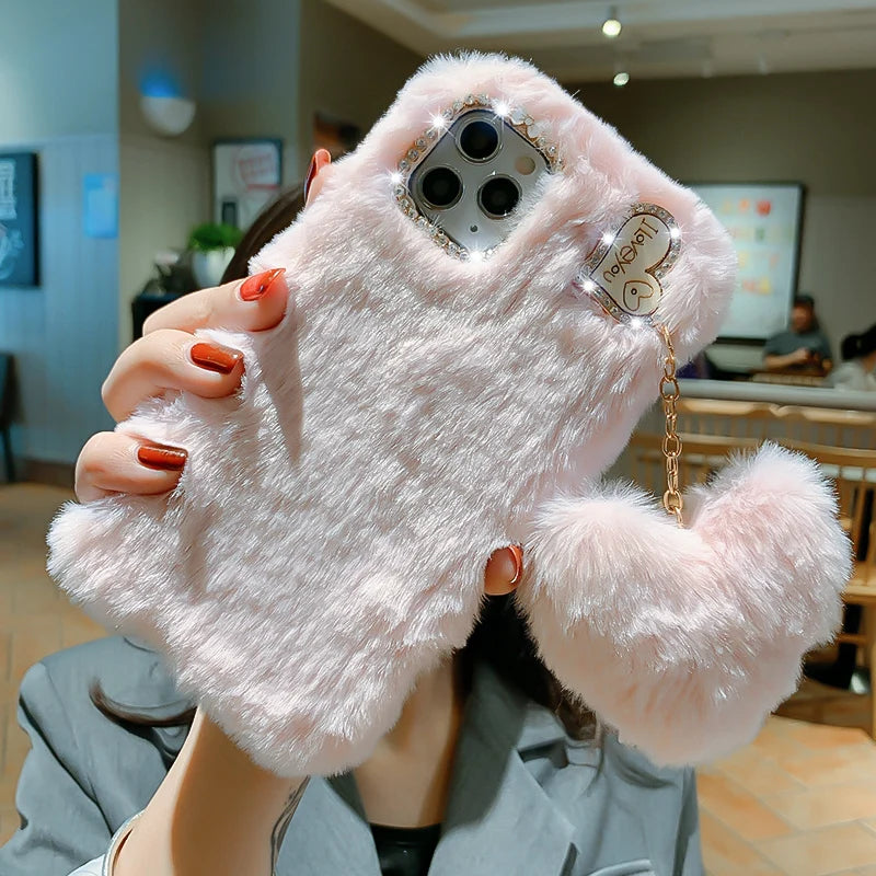 Faux Fur Heart Phone Case – Plush, Cozy & Cute – Wicked Tender