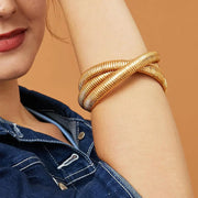 Serpent Layer Bracelet Set 3-Piece Stackable Thick Gold Tone Links Wicked Tender
