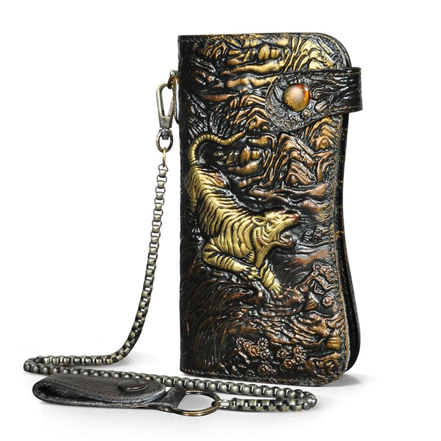 Dragon & Tiger Forge Wallet – Handcrafted Mythic Leather Wallet for Power & Balance