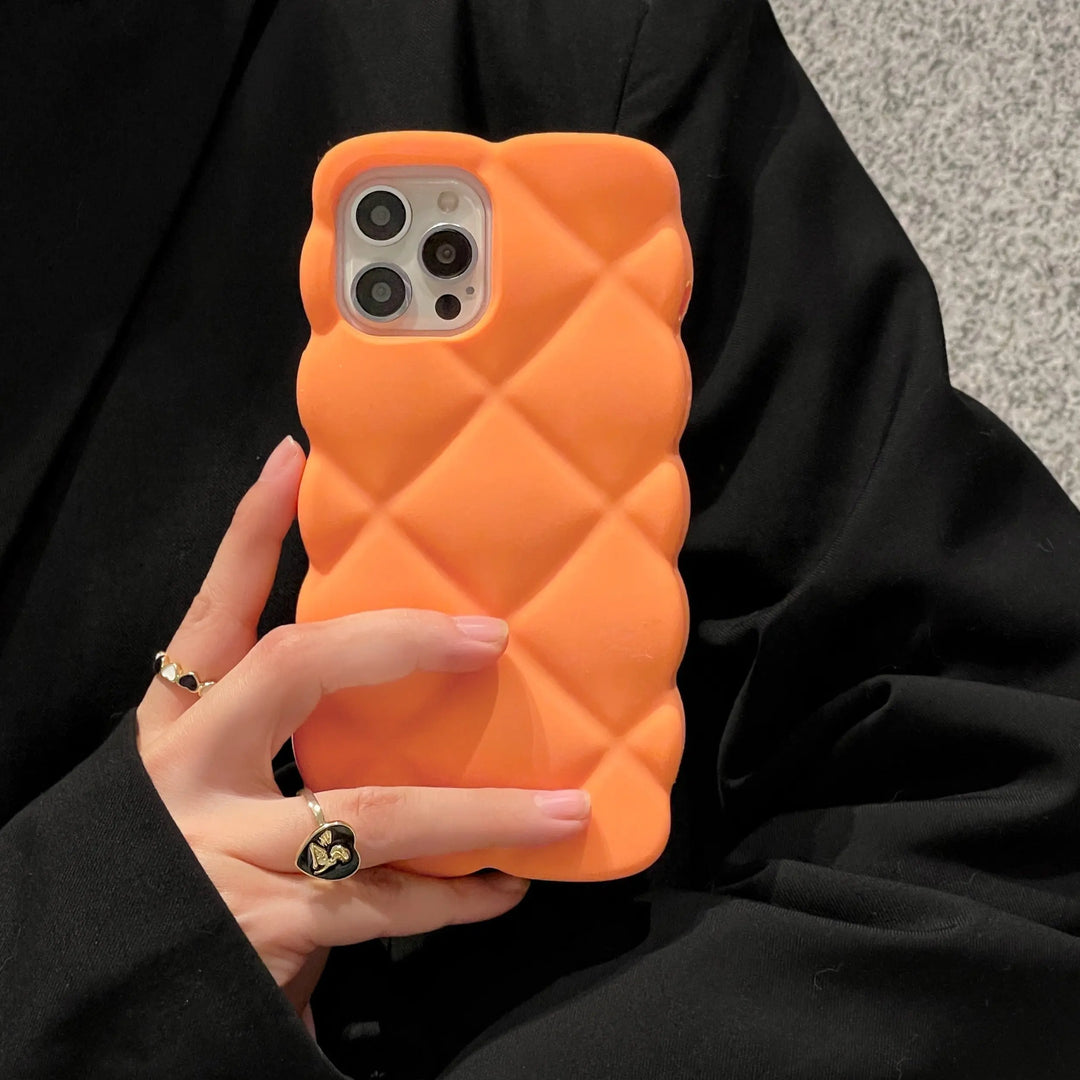 Solid Color Soft Diamond Lattice Silicone Phone Case