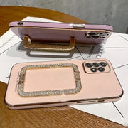 Square Crystal Ring Solid Color Phone Case for Samsung - Luxury Samsung Phone Case with Sparkling Crystal PopSocket Stand Chic Samsung Phone Case for Women for Samsung Galaxy A Series S Series Wicked Tender