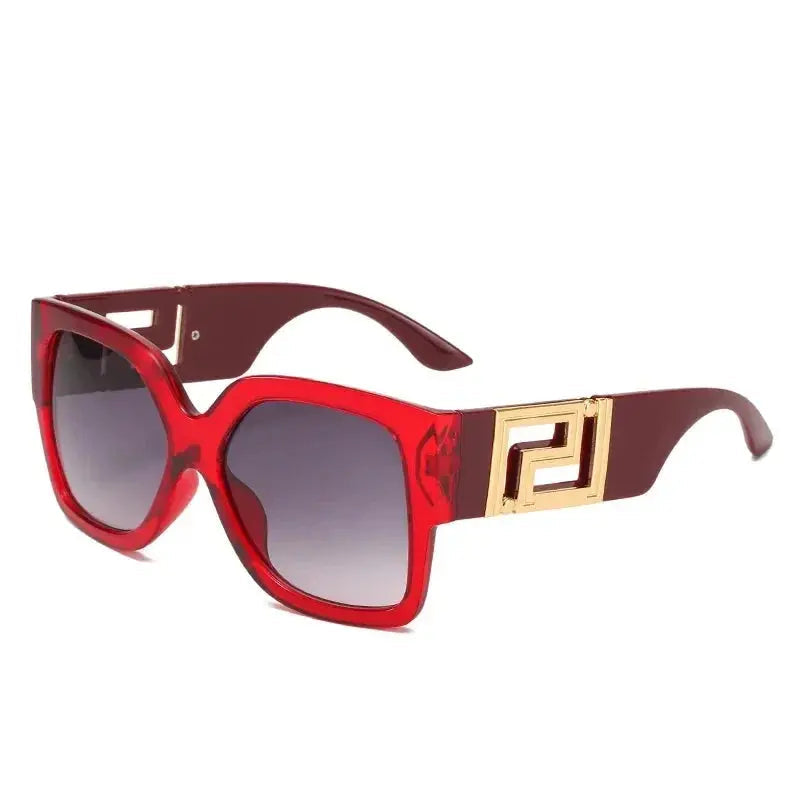 Red Women\'s Oversized Fashion Sunglasses - Gold Accent Oversized Shield Sunglasses Women Style Street Wear Party  main image 4