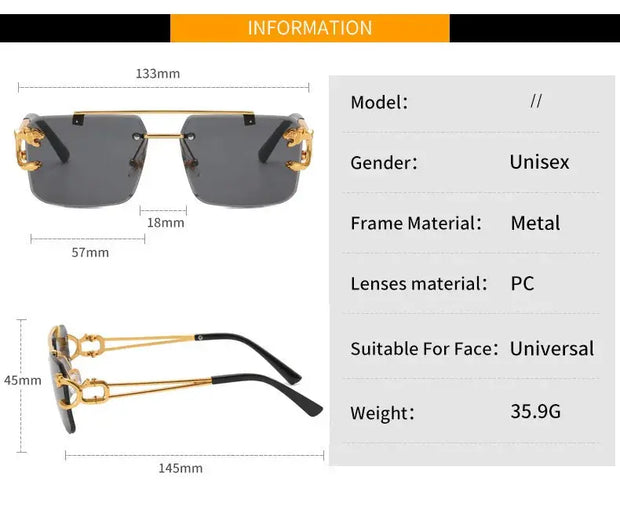 Surendra 10 - Luxury Square Sunglasses Man Woman Brand Designer Vintage Rimless Sun Glasses Male Female Fashion Retro Mirror Oculos De Sol Wicked Tender