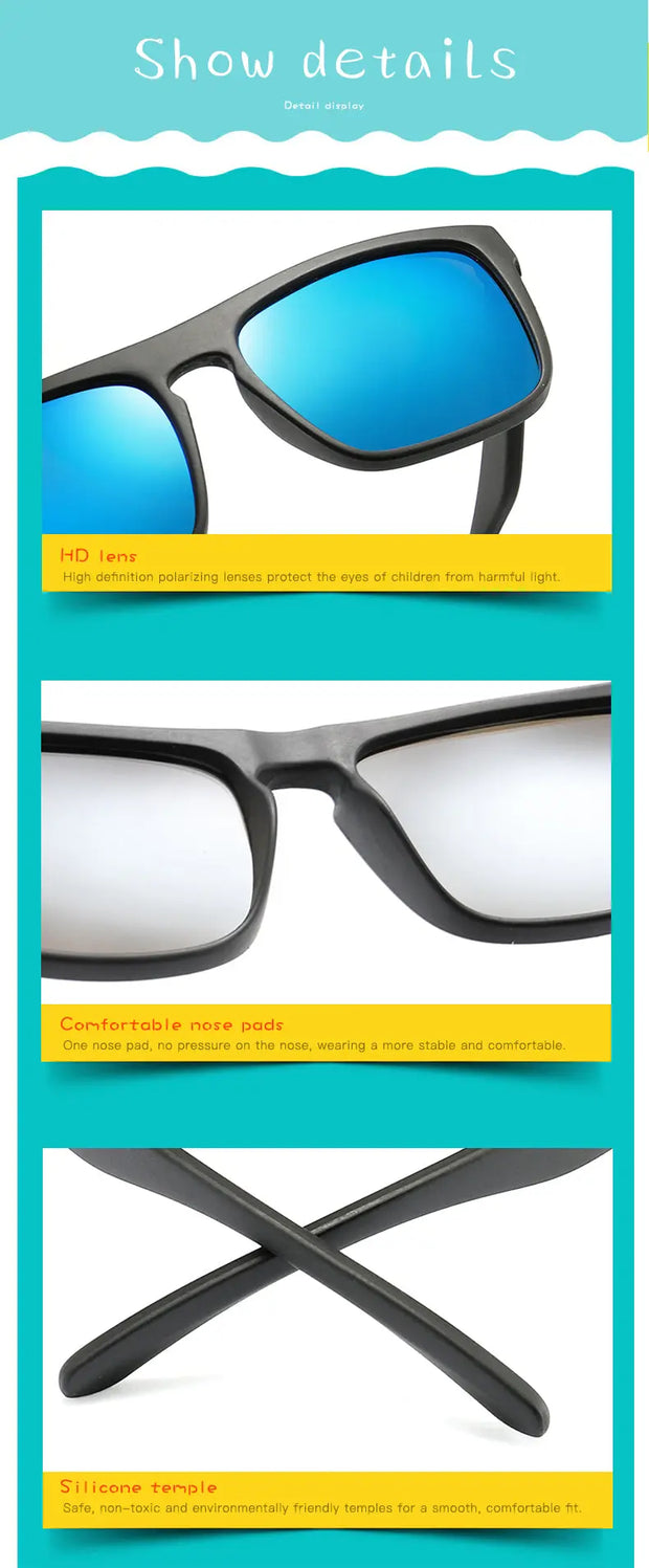 Surendra 12 - 2023 Kids Sunglasses UV400 Protection Vintage Brand Polarized Children Sun Glasses Girls Boys Multi Color Eyeglasses Eyewear Wicked Tender