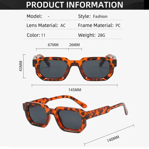 Surendra 24 - Vintage Rectangle Frame Sunglasses Men Fashion Retro Sun Glasses Luxury Brand Design UV400 Shades Eyewear Women Goggles Wicked Tender