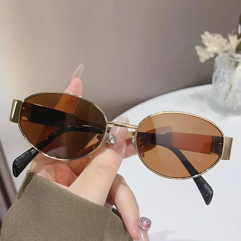 Luxury Designer Sunglasses with Gold Accents Luxury Designer Oval Face Shape Sunglasses For Women... From  main image 4