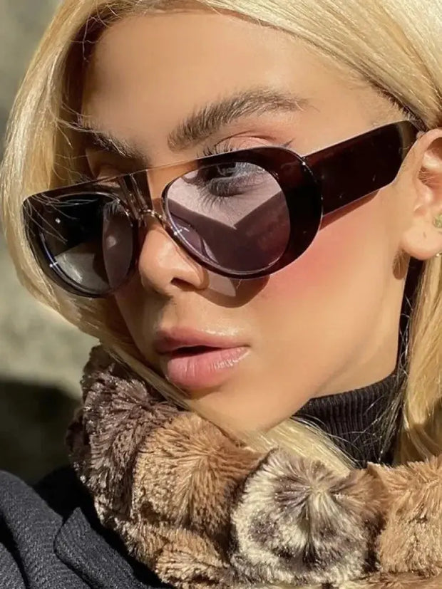 Surendra 38 - Retro Big Frame Punk Sunglasses Women Fashion New Oversized Sunglasses Gradient Color Vintage Round Glasses Goggles Wicked Tender