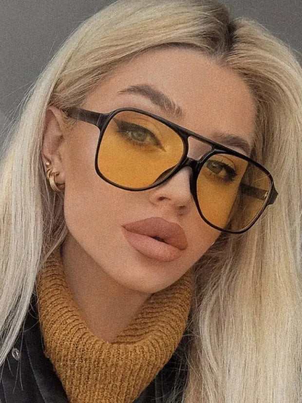 Surendra 39 - Ins Style Vintage Square Punk Sunglasses Women Retro Brand Oversized Frame Sun Glasses Female Black Yellow Glasses Oculos De Sol Wicked Tender
