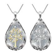 Transparent Crystal Droplet Pendant Necklace - Tree of Life Cubic Zirconian Water Droplet Necklace For Women Wicked Tender