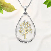 Transparent Crystal Droplet Pendant Necklace - Tree of Life Cubic Zirconian Water Droplet Necklace For Women Wicked Tender