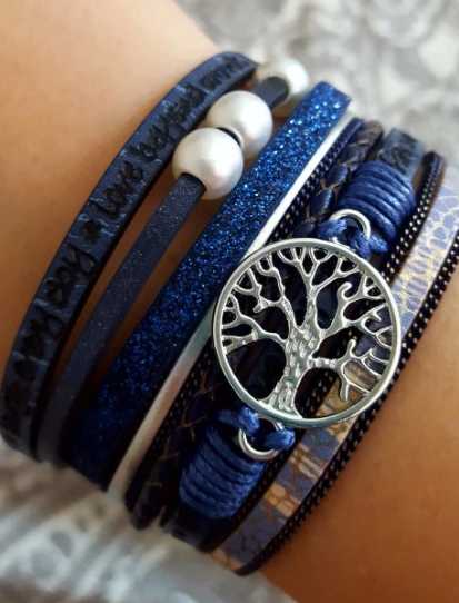Tree of Life Bohemian Bracelet Set - Wide Wrap PU Leather Stackable Charm Bracelet Multi-Layer Set for Women and Men Wicked Tender