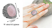 Vintage Crystal Gemstone Ring - Antique Flower Snail Pattern Silver Plated Ring Wicked Tender