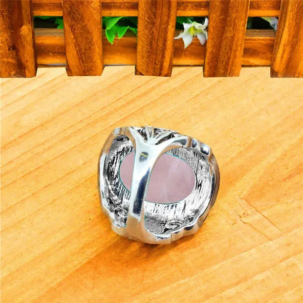 Vintage Crystal Gemstone Ring - Antique Flower Snail Pattern Silver Plated Ring Wicked Tender