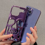 Wicked Skull iPhone Case - Shining Exoskeleton Phone Case Cool Gothic Phone Case Black Silver Purple Matte for iPhone 11, 12, 13, 14, Pro, Pro Max, Plus Best Halloween Phone Case Wicked Tender
