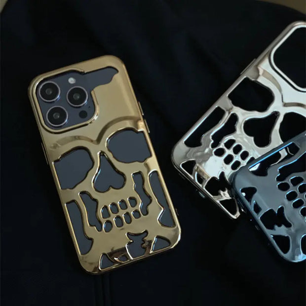 Wicked Skull iPhone Case - Shining Exoskeleton Phone Case Cool Gothic Phone Case Black Silver Purple Matte for iPhone 11, 12, 13, 14, Pro, Pro Max, Plus Best Halloween Phone Case Wicked Tender